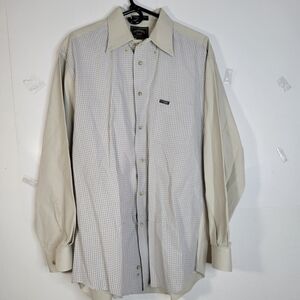 Mens Faconnable Jeans Light tan w Checkered Vest Front Long Sleeve Size Large